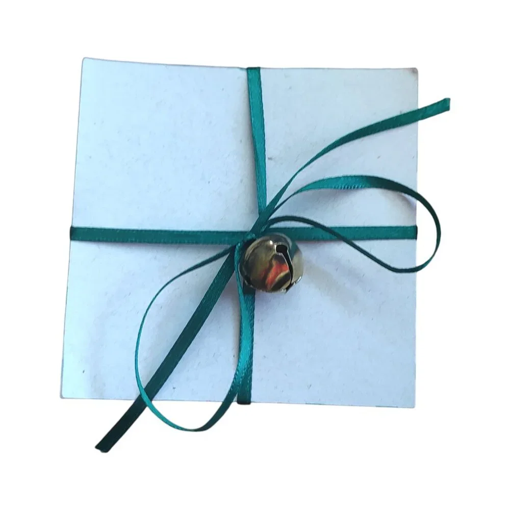 Holiday Christmas Tree Notepad with Bow and Bell on Top (Gift/Present)